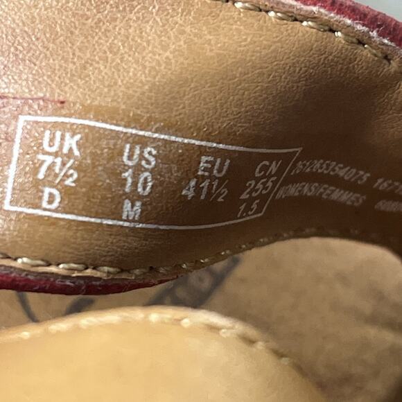 Clarks Women’s Reedly Juno Red Leather Nubuck Wedge Sandals Size 10 - Picture 5 of 8